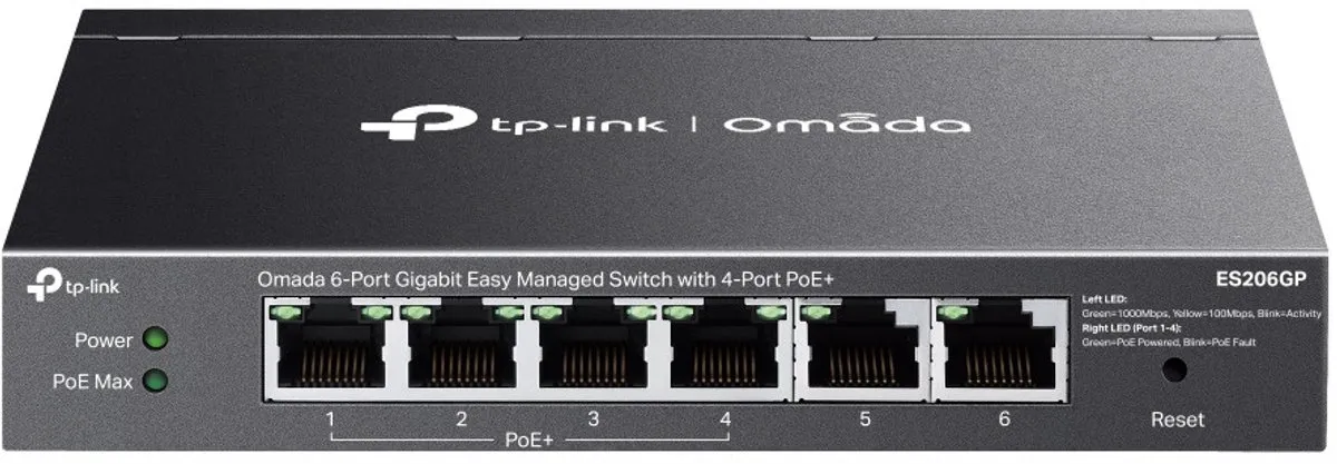 TP-Link Omada ES206GP Managed Switch - 6 Poorten - 4x PoE+ 65W