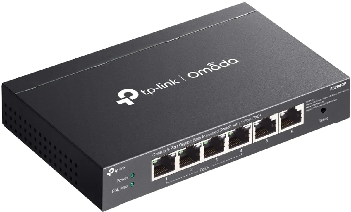 TP-Link Omada ES206GP Managed Switch - 6 Poorten - 4x PoE+ 65W