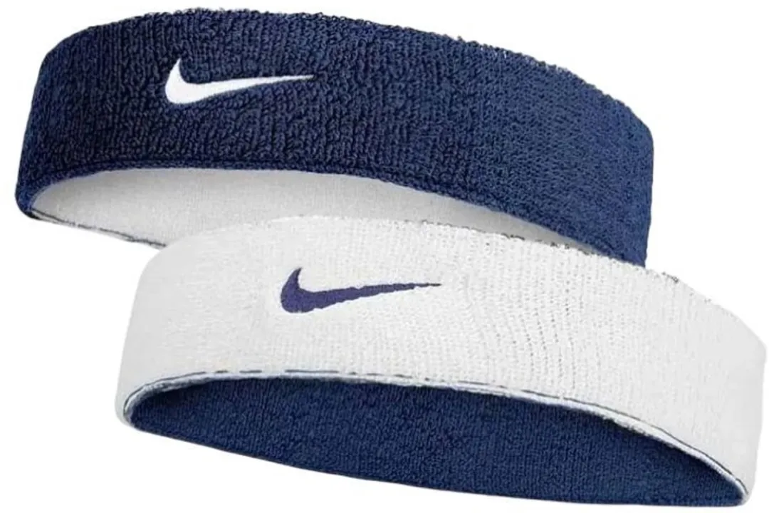 Nike Swoosh Classic Reversible Haarband - Blauw/Wit