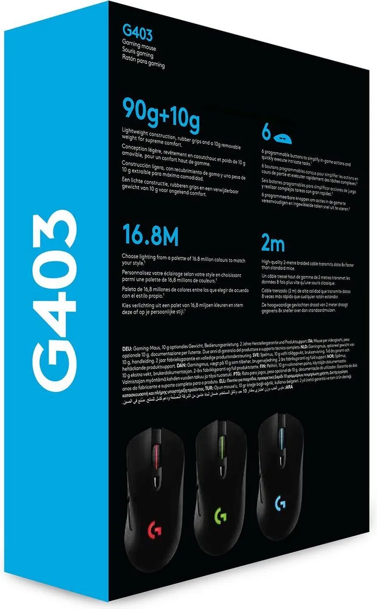 Logitech G G403 HERO Bedrade Gaming Muis 25K DPI - Zwart - afbeelding 6 van 6