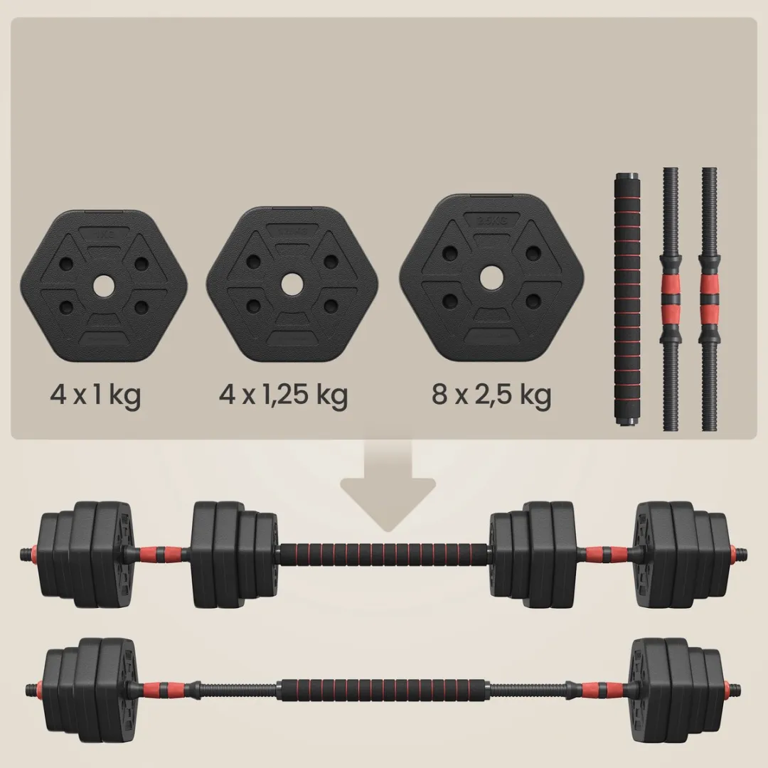 Songmics Halterset 30kg - Hexagon Dumbbells - Zwart