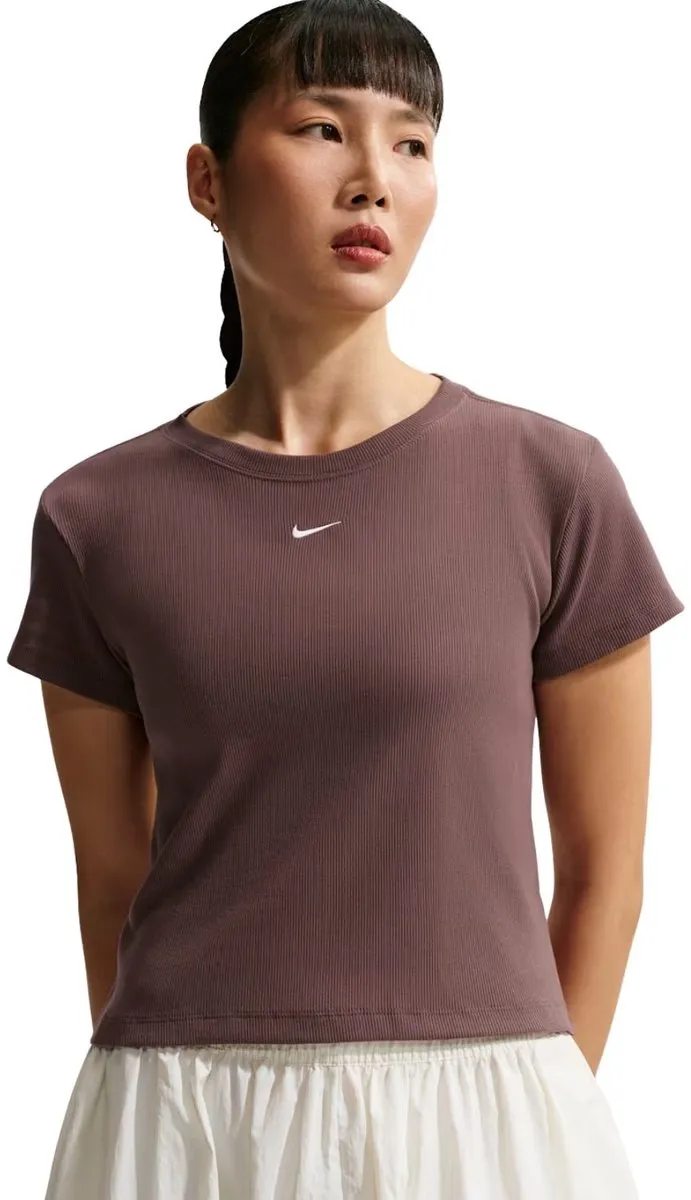 Nike Rib Tight Sportshirt Dames Bordeaux M