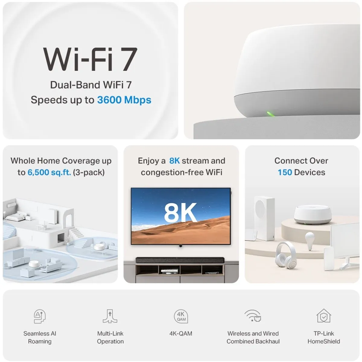 TP-Link Deco BE22 WiFi 7 Mesh-systeem - 3600 Mbps - 3 Stuks
