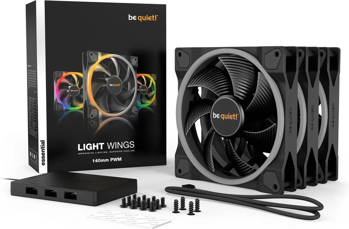 be quiet! Light Wings PWM BL077 Ventilatoren - 3x 12cm - Zwart