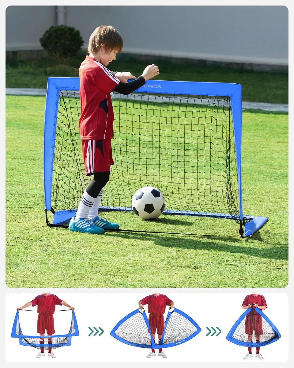 Songmics Pop-up Voetbaldoel Set 2 Stuks - Blauw