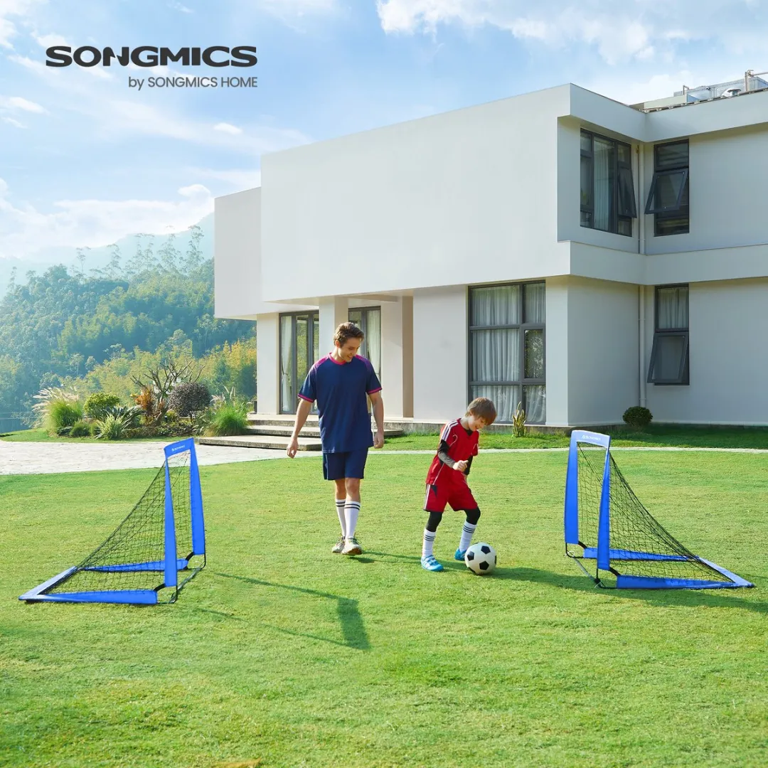 Songmics Pop-up Voetbaldoel Set 2 Stuks - Blauw