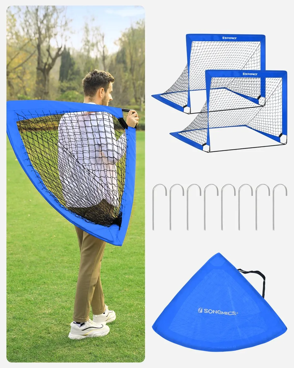 Songmics Pop-up Voetbaldoel Set 2 Stuks - Blauw