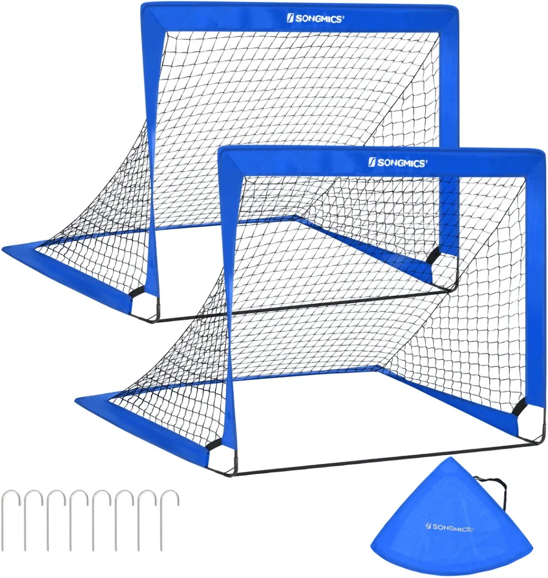 Songmics Pop-up Voetbaldoel Set 2 Stuks - Blauw