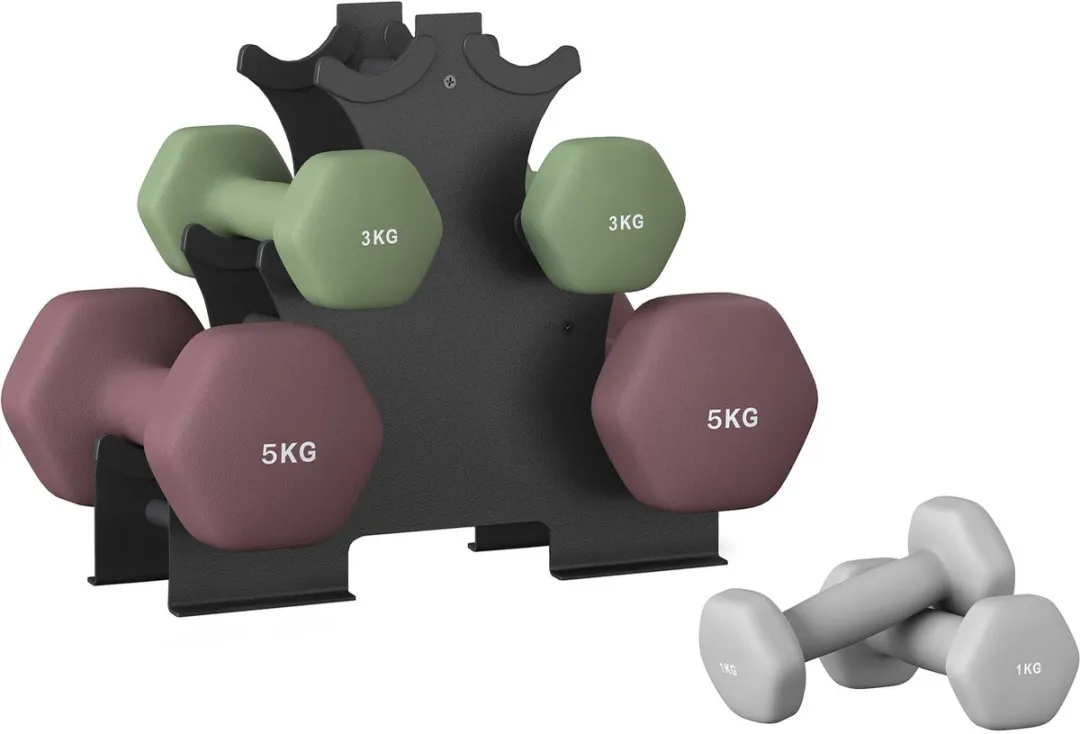 Songmics SYL618MZ02 Hexagon Dumbbellset - 6 Stuks - Neopreen Coating