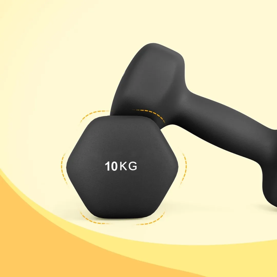 Songmics Hexagon Dumbbells 10kg - 2 Stuks - Diepzwart