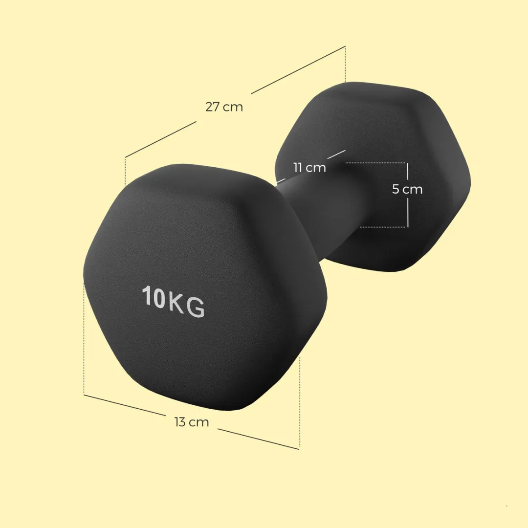 Songmics Hexagon Dumbbells 10kg - 2 Stuks - Diepzwart