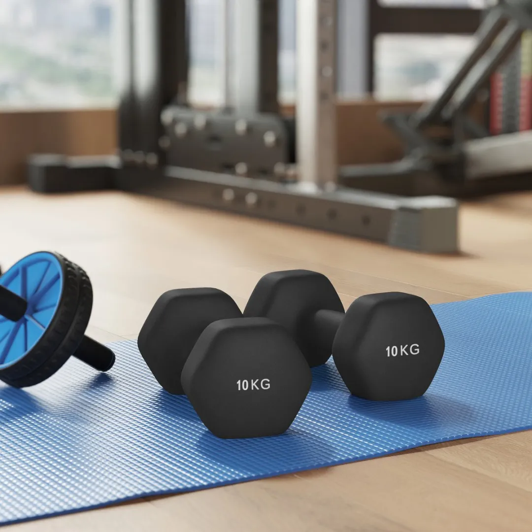 Songmics Hexagon Dumbbells 10kg - 2 Stuks - Diepzwart - afbeelding 6 van 6