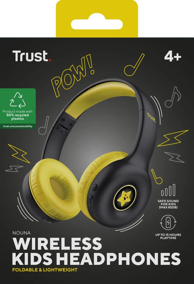Trust Nouna Kinderkoptelefoon 25405 - Zwart/Geel - Volumebegrensd