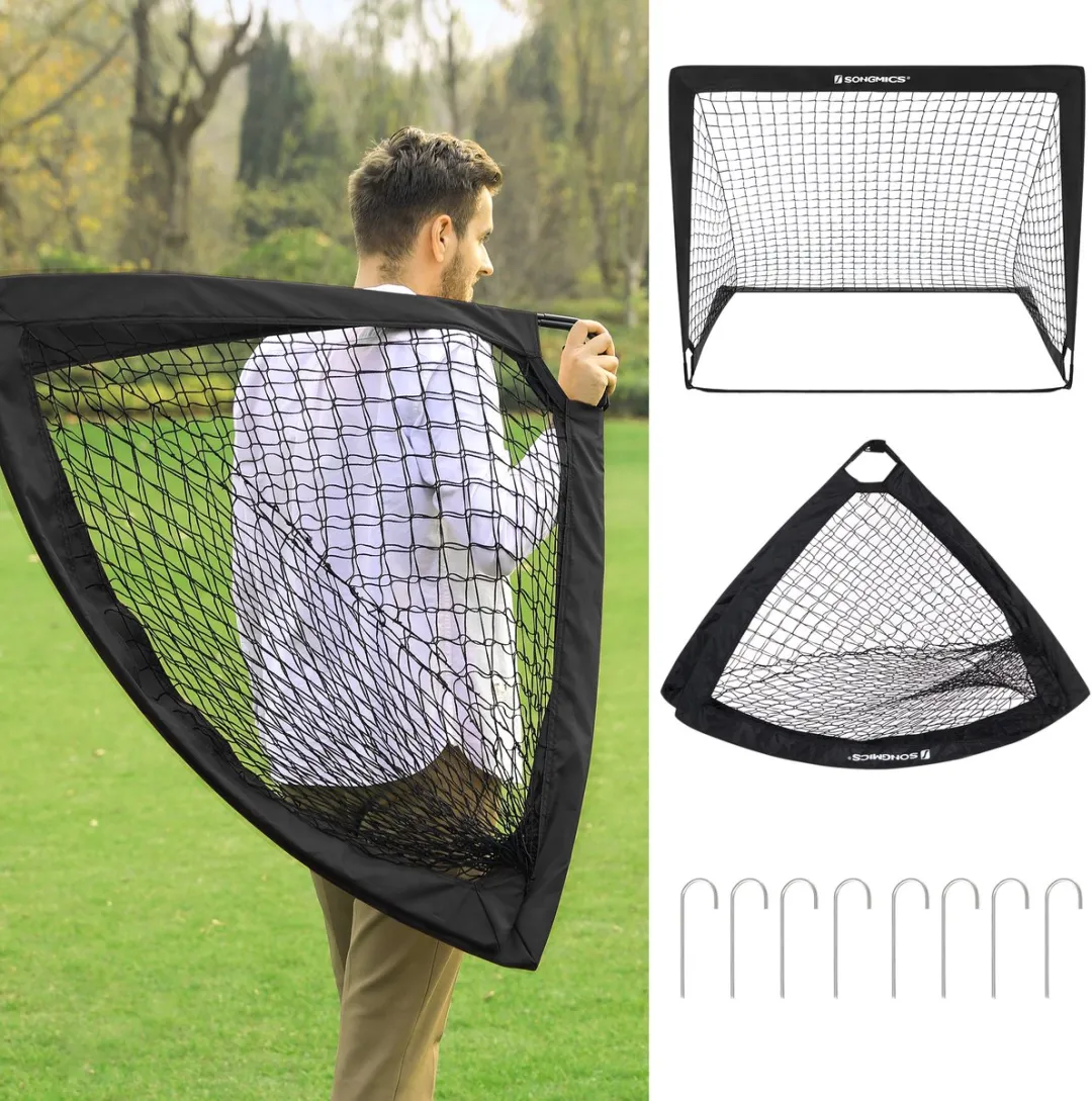 Songmics Voetbaldoel Pop-up Set 2 Stuks - Zwart