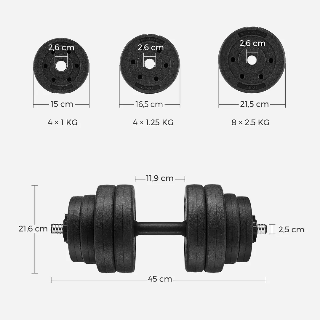 Songmics SYL30HV1 Dumbbellset 30kg - Zwart