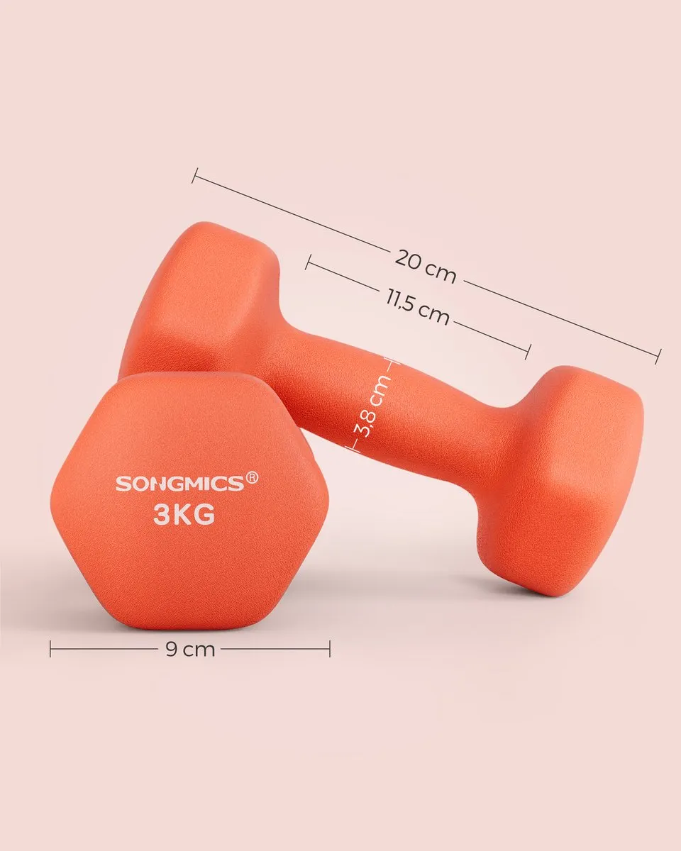 Songmics SYL906O01 Hexagon Dumbbels 2x3kg - Krachttraining - Oranje