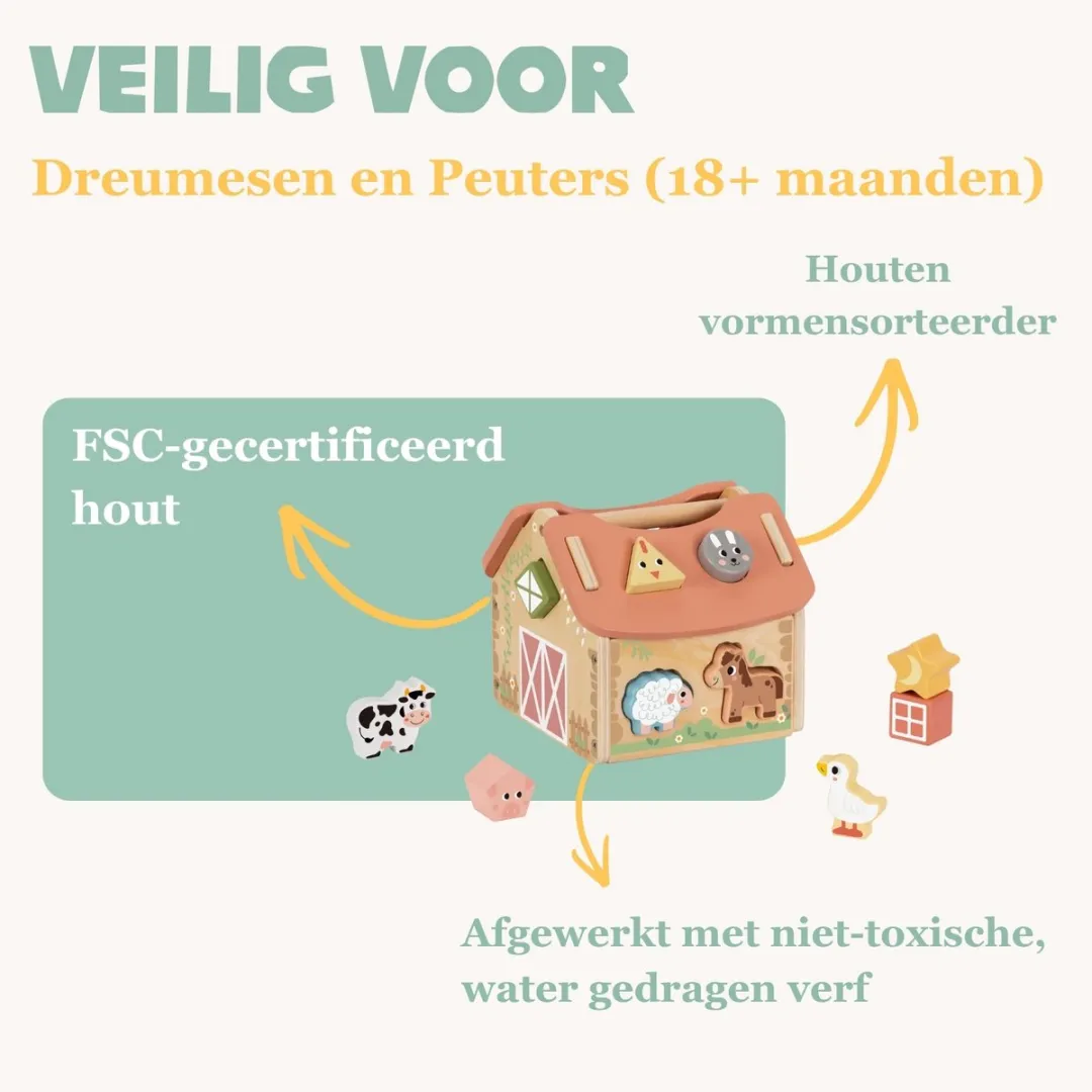Tooky Toy Boerderij Vormenstoof - 11 Stuks - FSC Hout