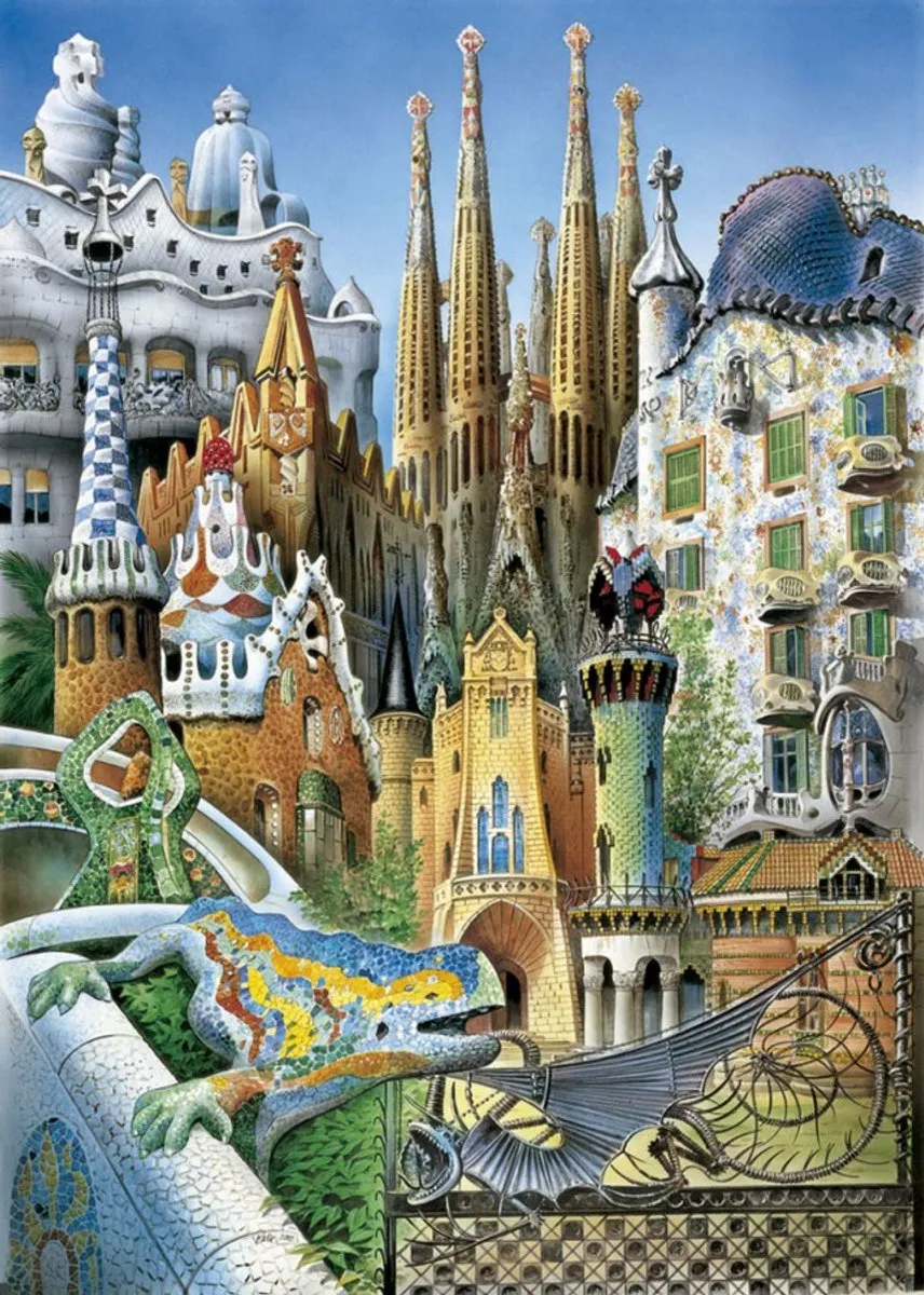 Educa Miniatuur Legpuzzel 1000 Stuks - Collage Gaudi ED11874 - afbeelding 4 van 4