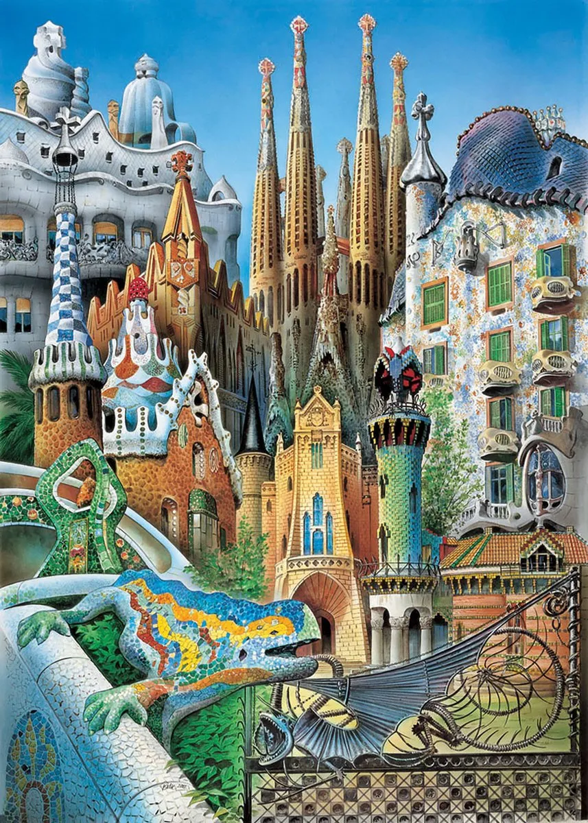 Educa Miniatuur Legpuzzel 1000 Stuks - Collage Gaudi ED11874 - afbeelding 3 van 4