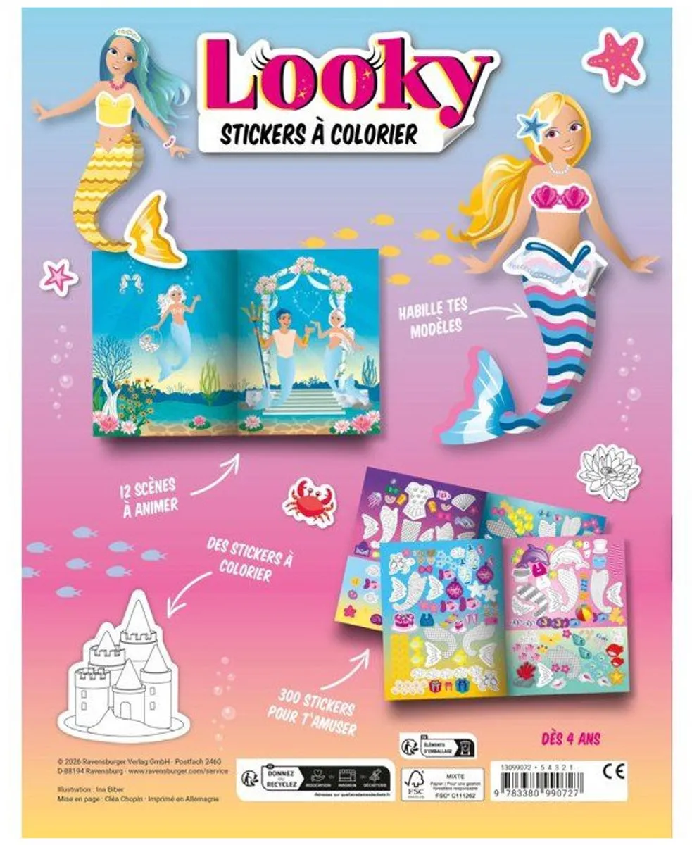 Ravensburger Looky Stickerboek Zeemeermin Roze