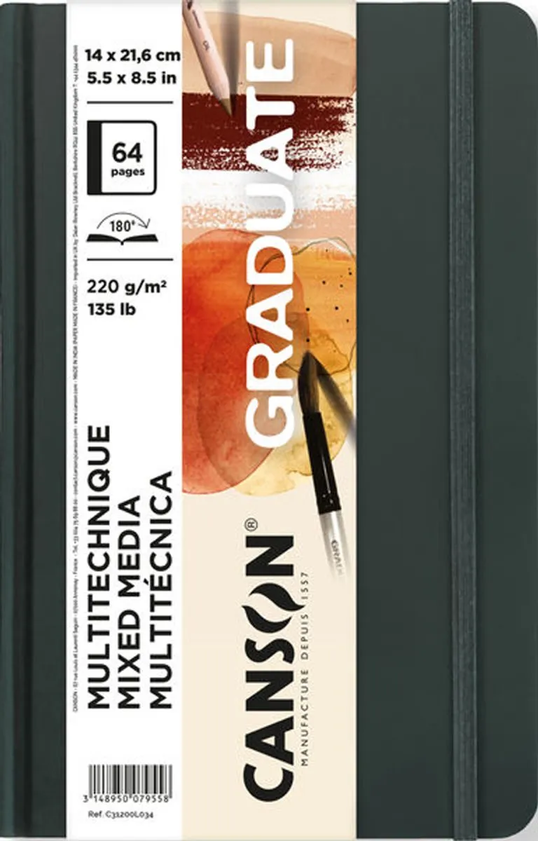 Canson Graduate Mixed Media Schetsboek 32 Pagina's - 140x216mm Hardcover
