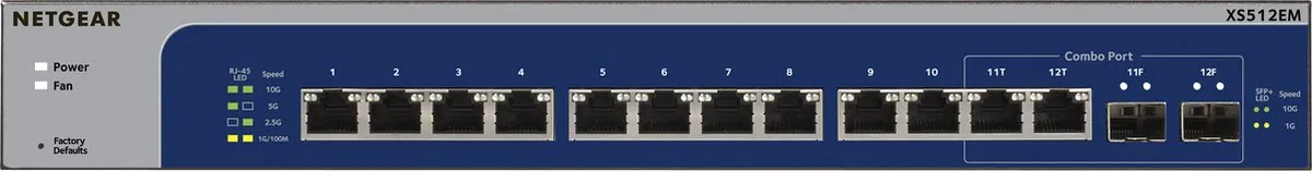 Netgear XS512EM-100EUS Switch - 12 Poorten - Blauw/Grijs