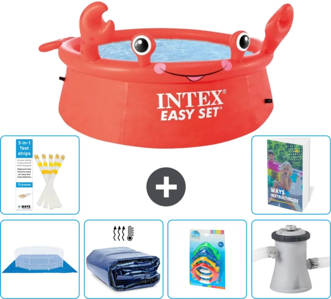 Intex Easy Set Zwembad 183x51cm Rood - 880L - 7-delig