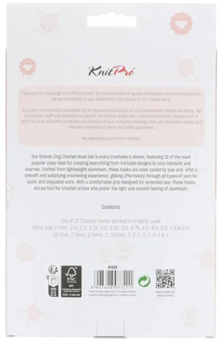 KnitPro Zing Haaknaaldenset 2.00mm-6.00mm - 15cm