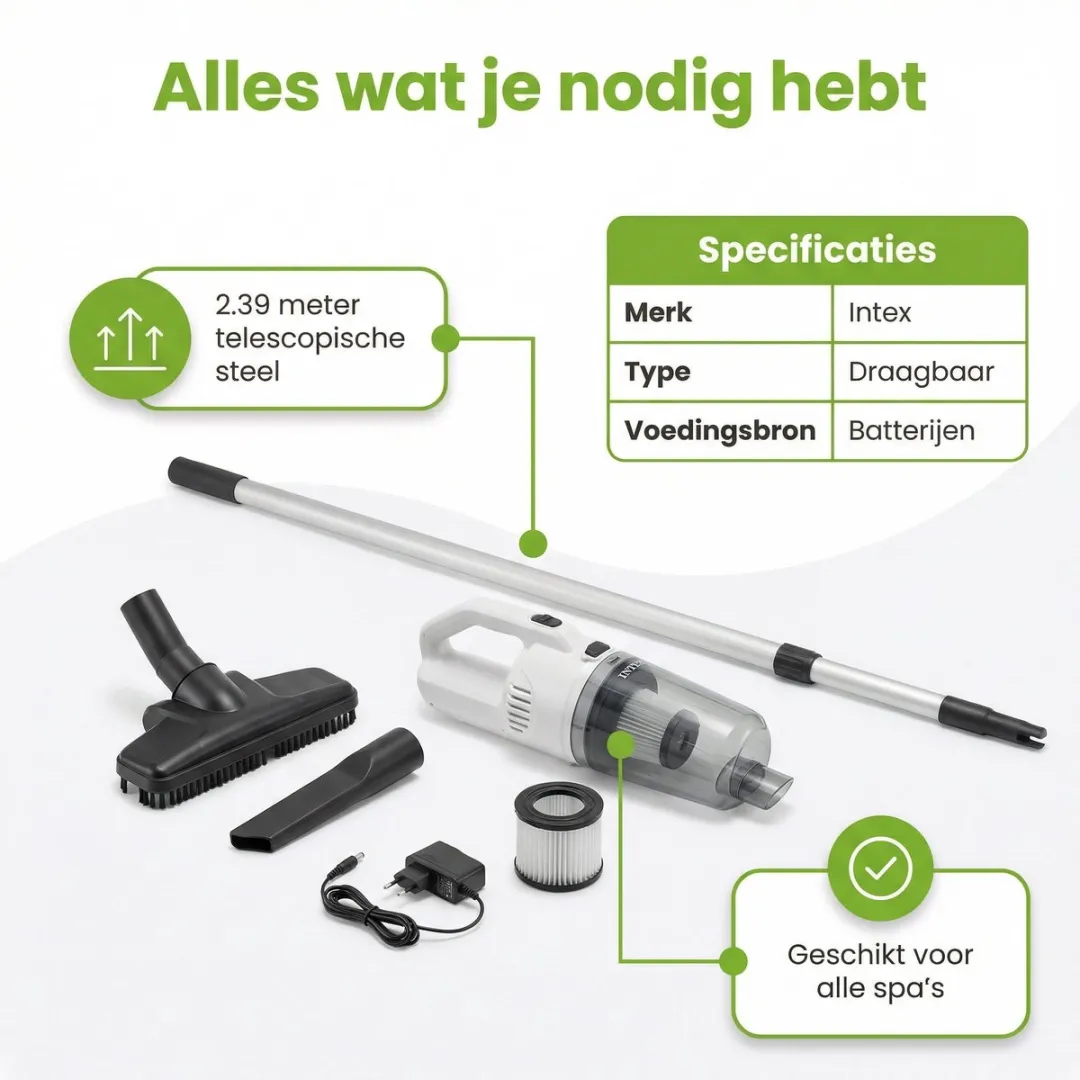 Intex ZR100 Oplaadbare Zwembadstofzuiger - Wit