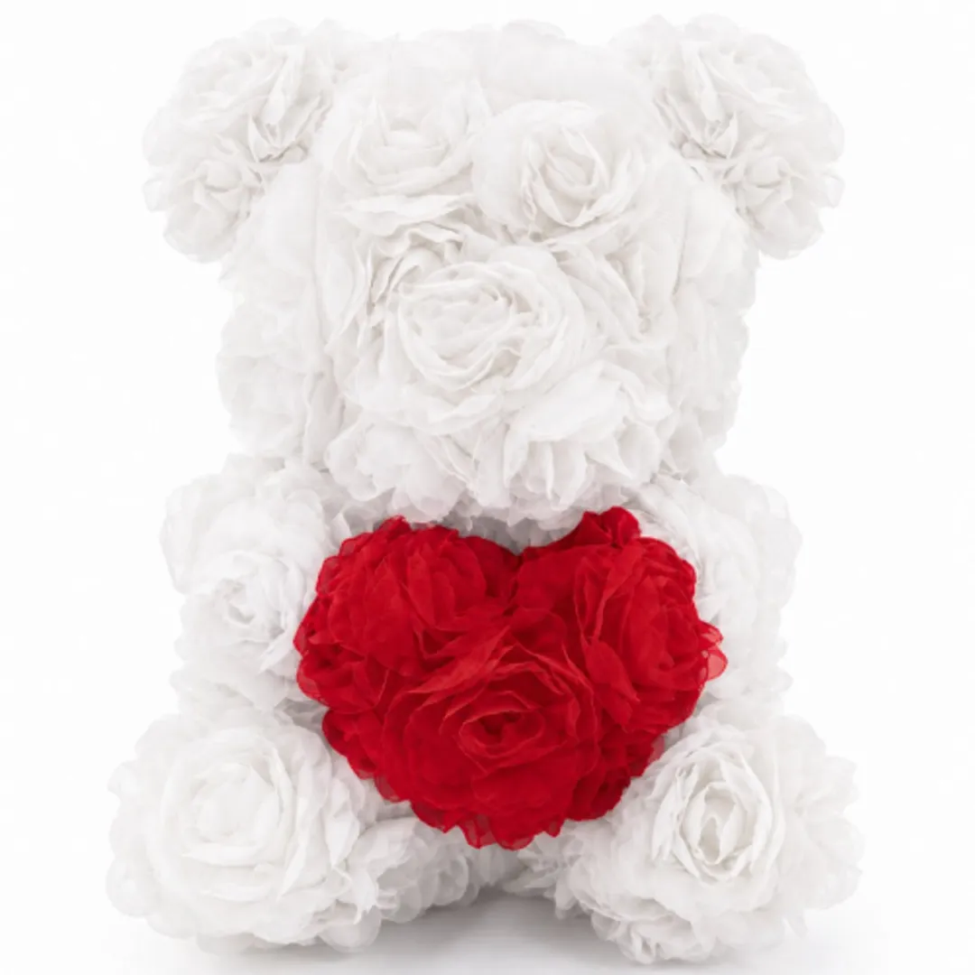 Topknuffels Rozenbeer Teddybeer Wit 30cm