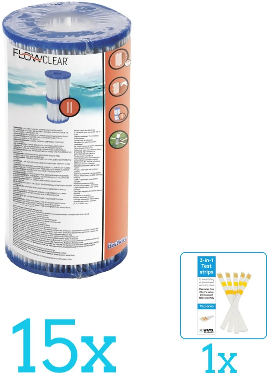 Bestway Flowclear Filtercartridge Type II 15-delig
