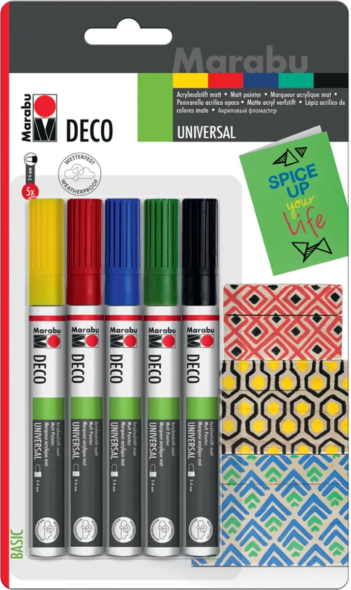 Marabu Acrylmarker Deco Painter Mat Geel - 5 Stuks
