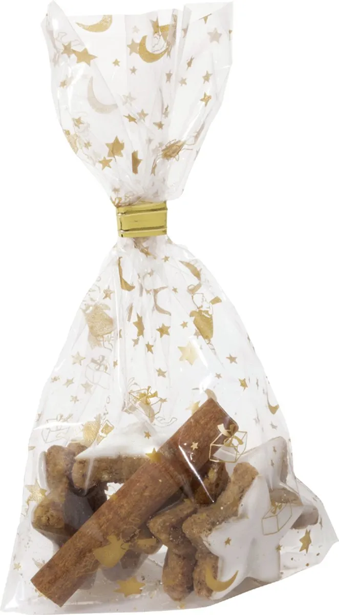 Folia Kerstcadeauzakjes 95x160mm - Goud - 10 Stuks