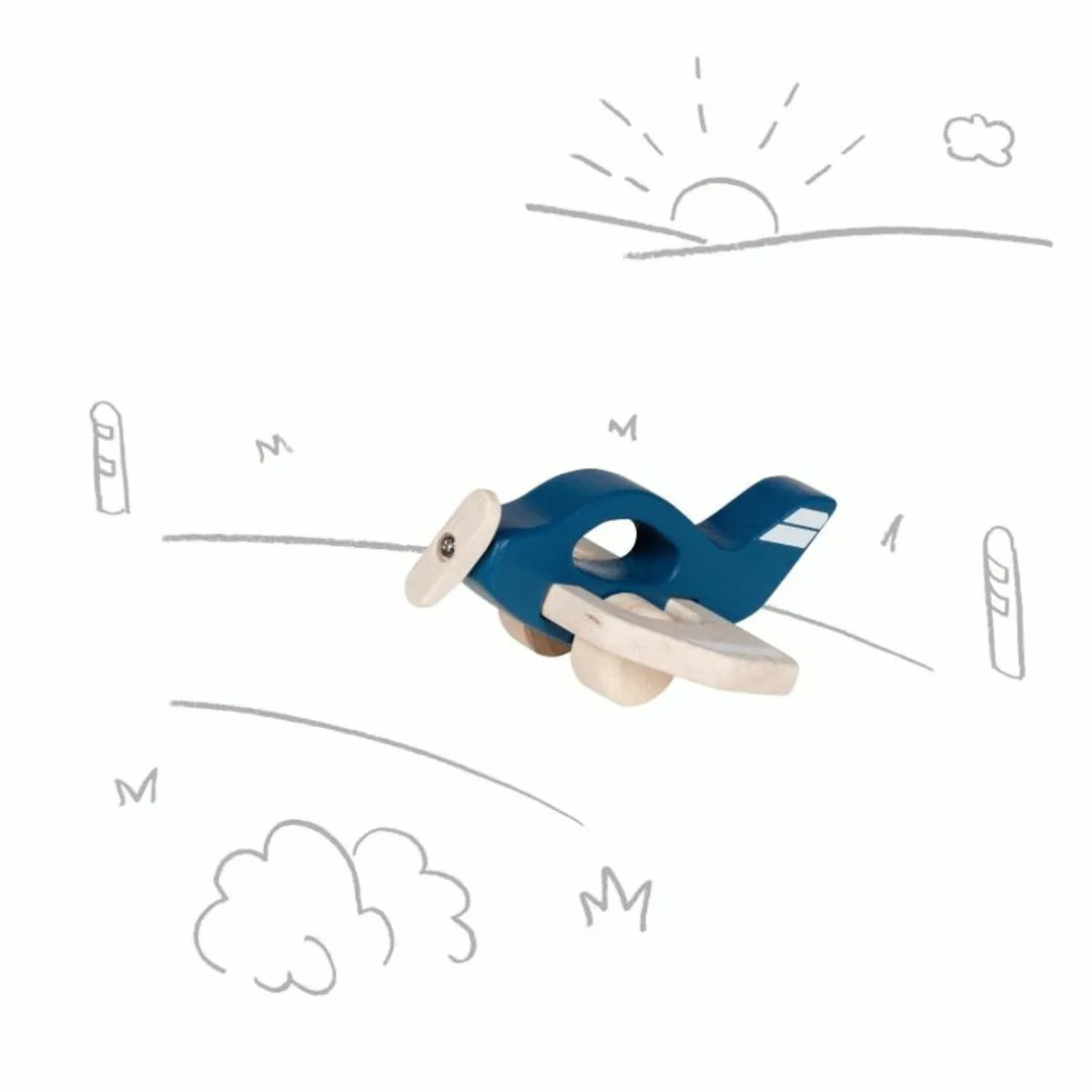 Goki Vliegtuig 55856 - Azuurblauw - Hout