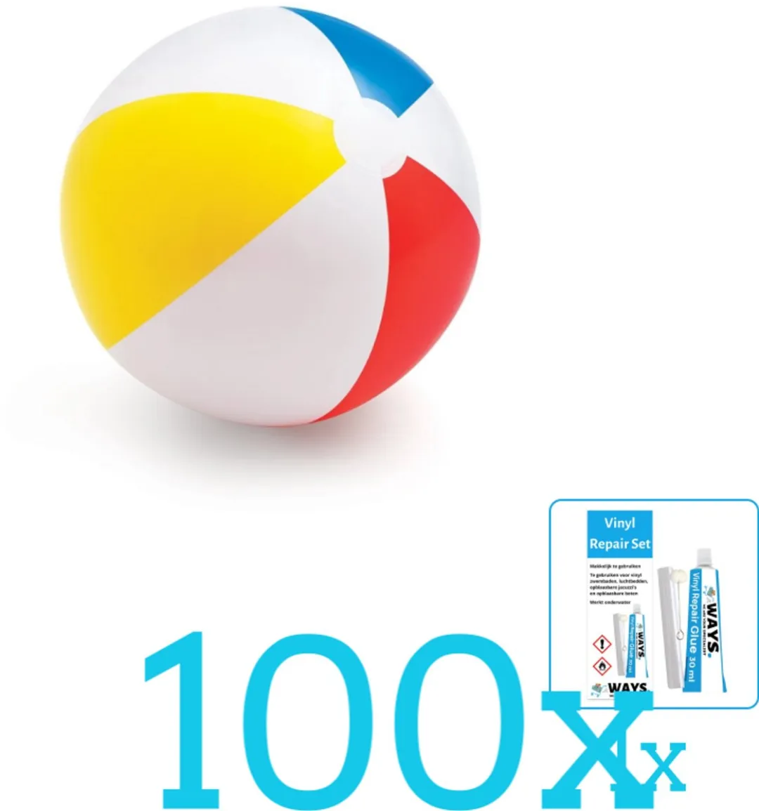 Intex Opblaasbare Strandbal Glossy 51cm - 100-delig
