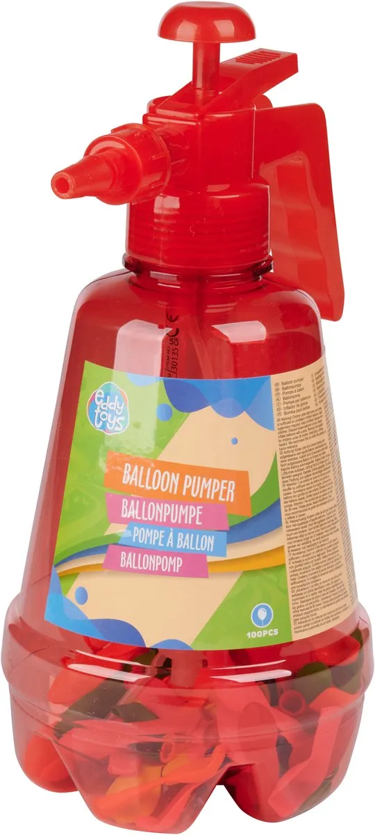 Eddy Toys Ballonnenpomp - 100 Ballonnen Assorti - 1 Willekeurige Kleur