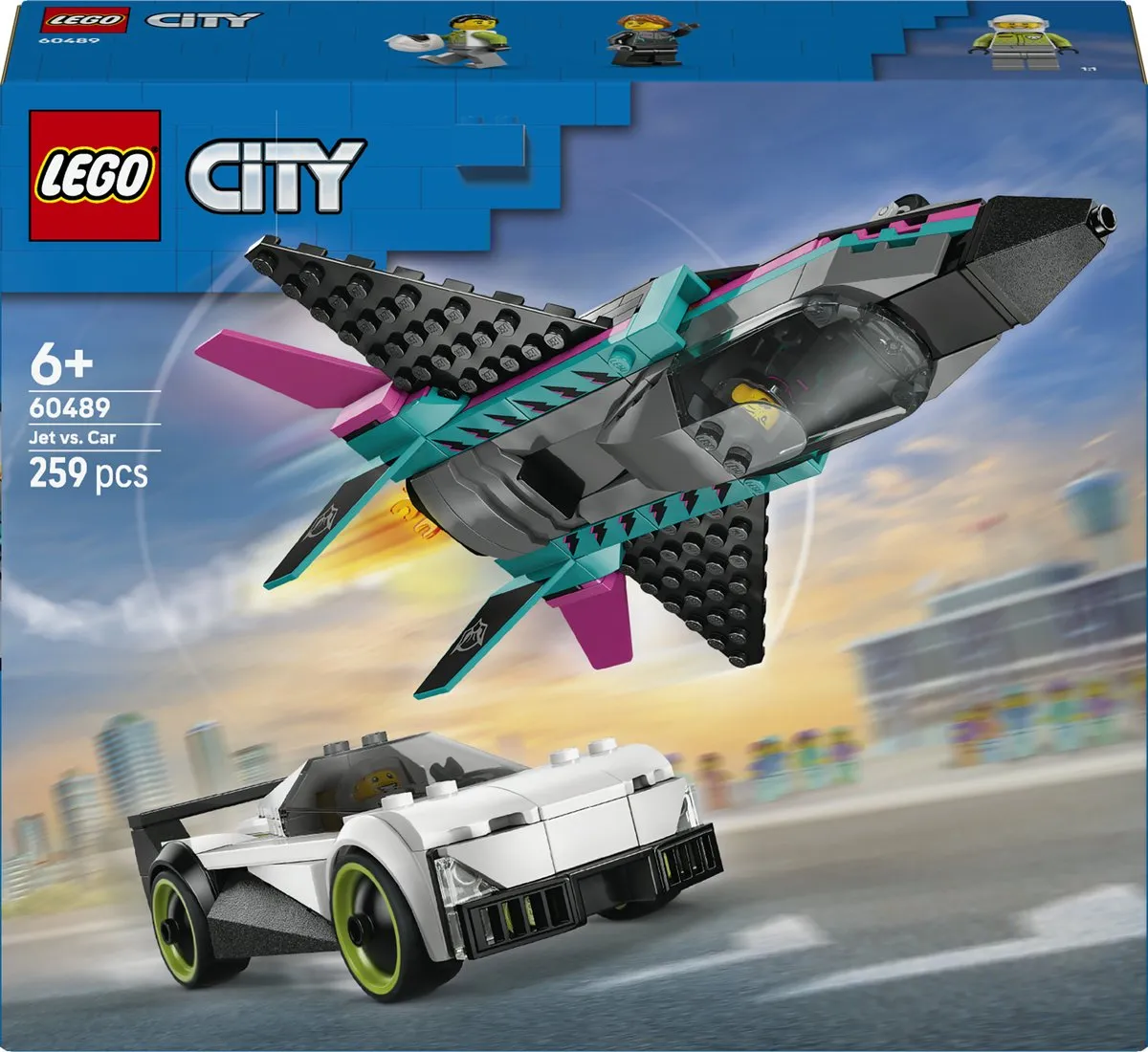 LEGO City Düsenflieger vs. Rennauto Race Set 259 Stukken - 2 Minifiguren - Multicolor