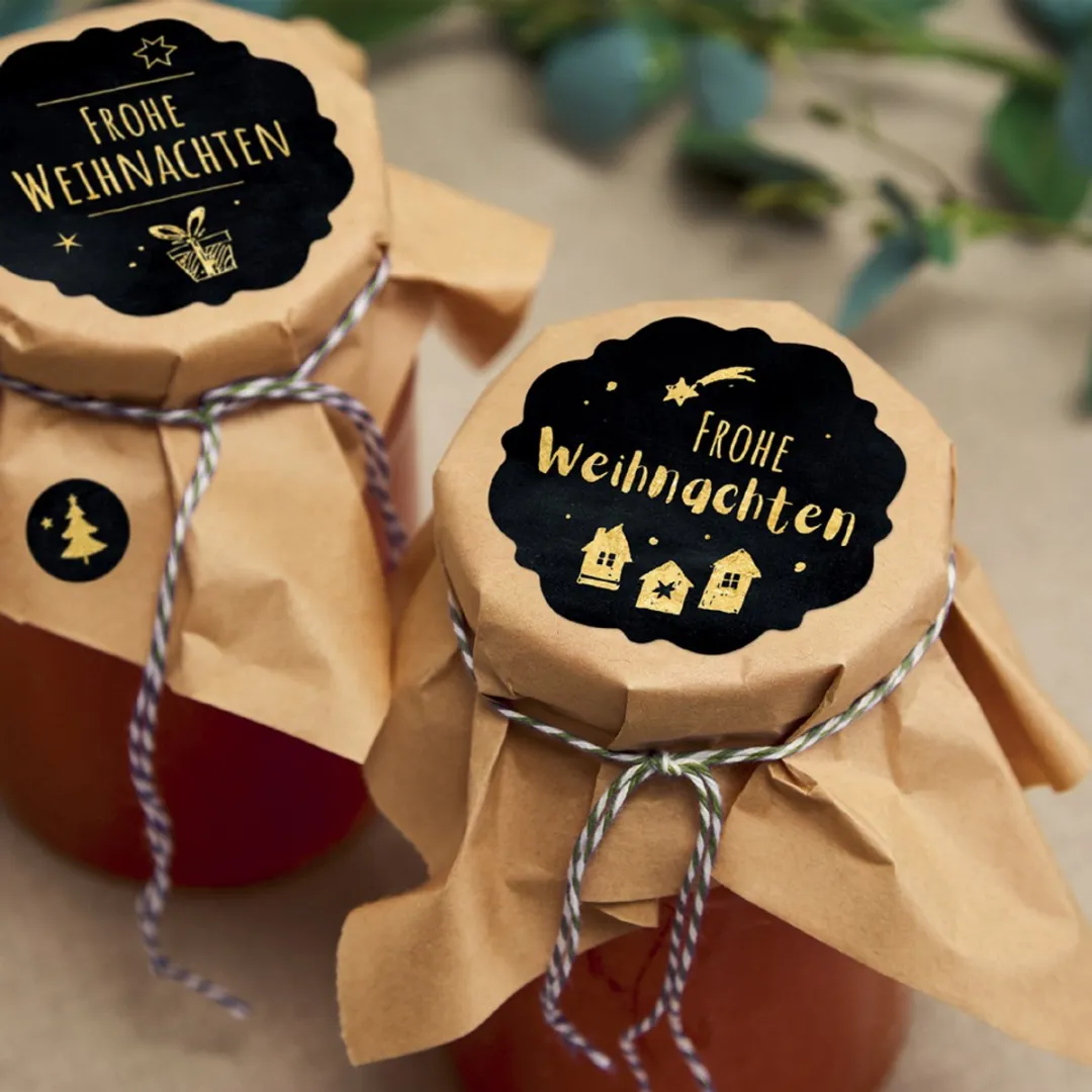 Avery Kerststicker Vorm & Design Zwart/Goud