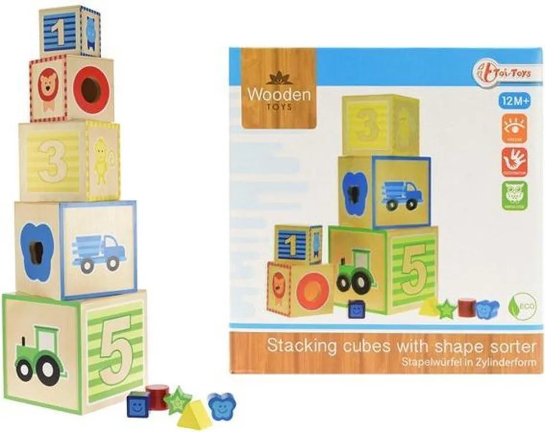 Toi-Toys Stapeltoren Vormen Junior 10-delig - Lichtbeige