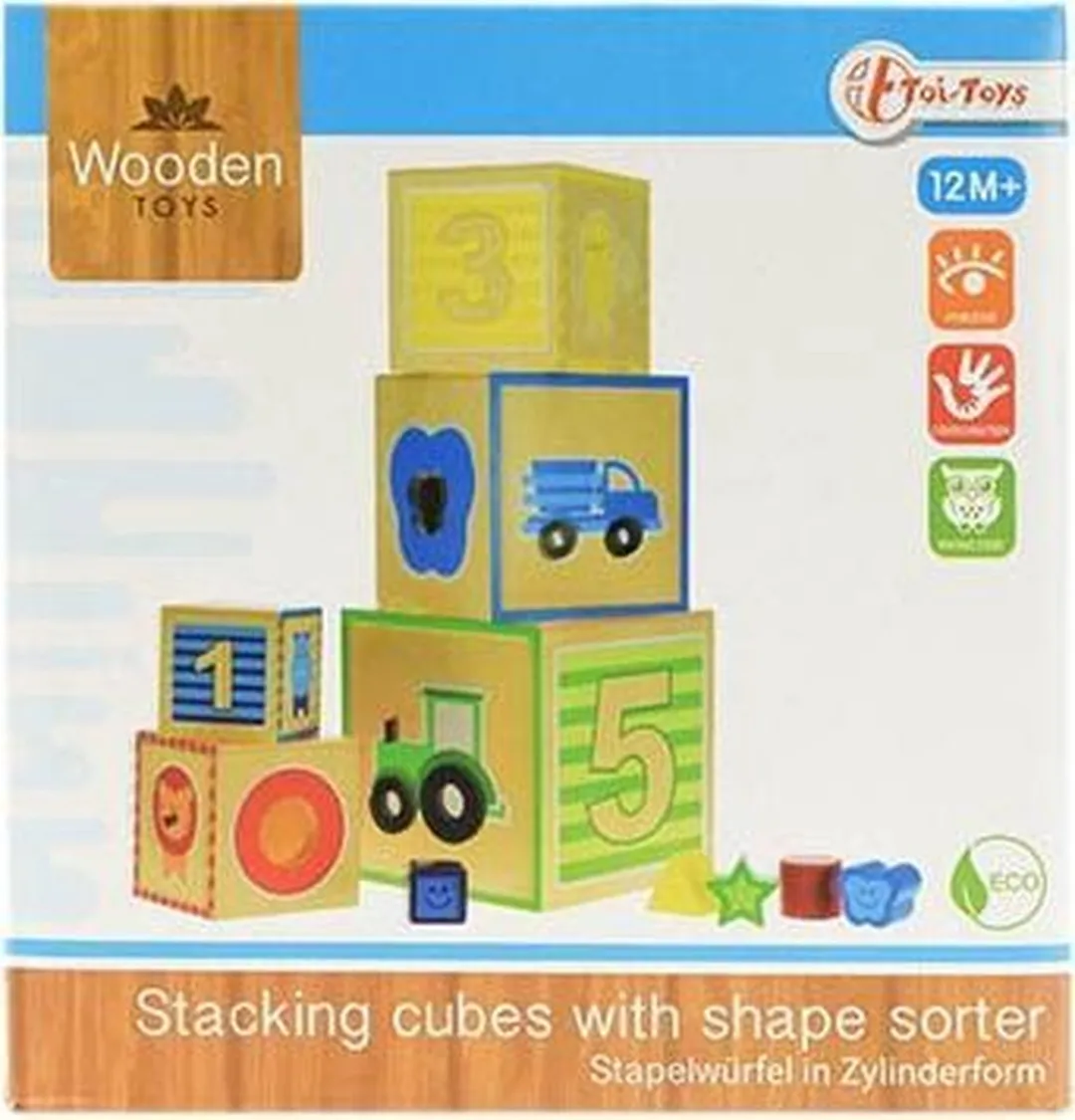 Toi-Toys Stapeltoren Vormen Junior 10-delig - Lichtbeige