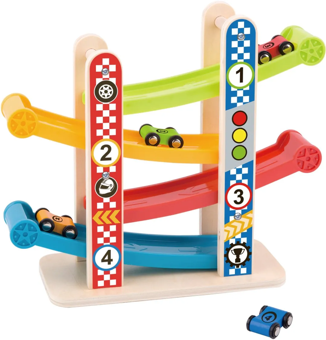 Tooky Toy Houten Knikkerbaan Multicolor - 5-delig