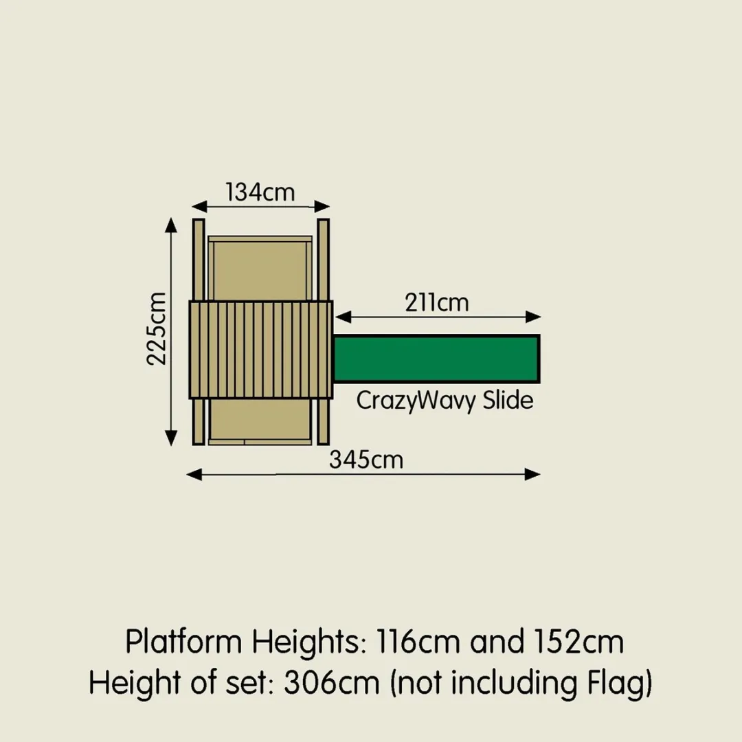 Kingswood Speeltoren FSC H306cm - Ladder Platform Zandbak Glijbaan