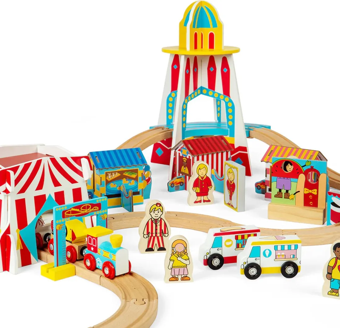 BIGJIGS Pretpark Rails Treinbaanset BJT290 - 2 Stuks - Meerdere kleuren