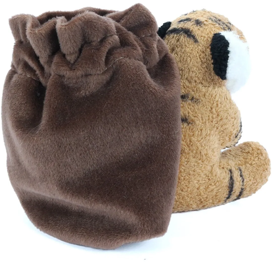 PIA Soft Toys Pluche Tijger Knikkerzak 12cm - Bruin/ Oranje