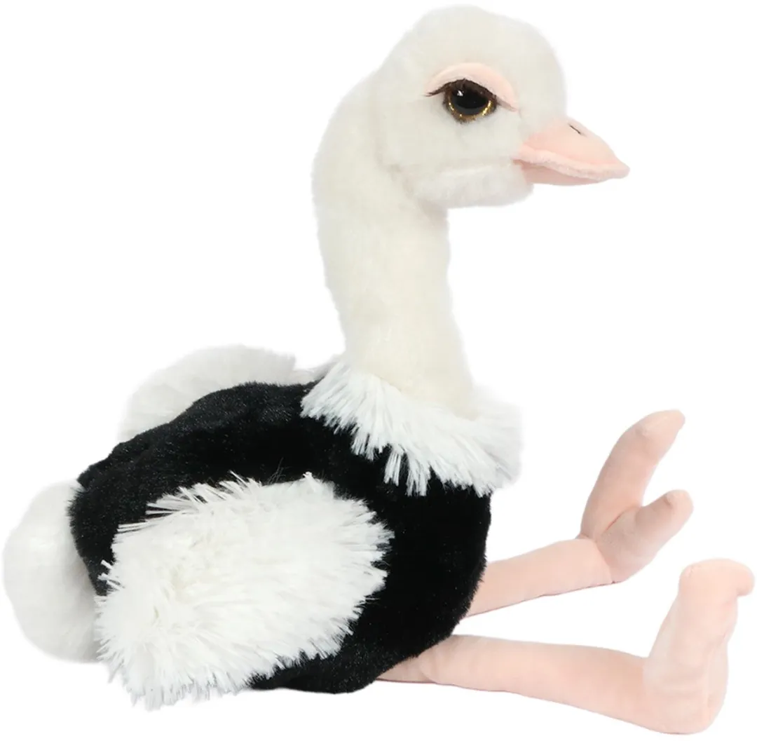 PIA Soft Toys Struisvogel Knuffel - 24cm - Zwart/Wit