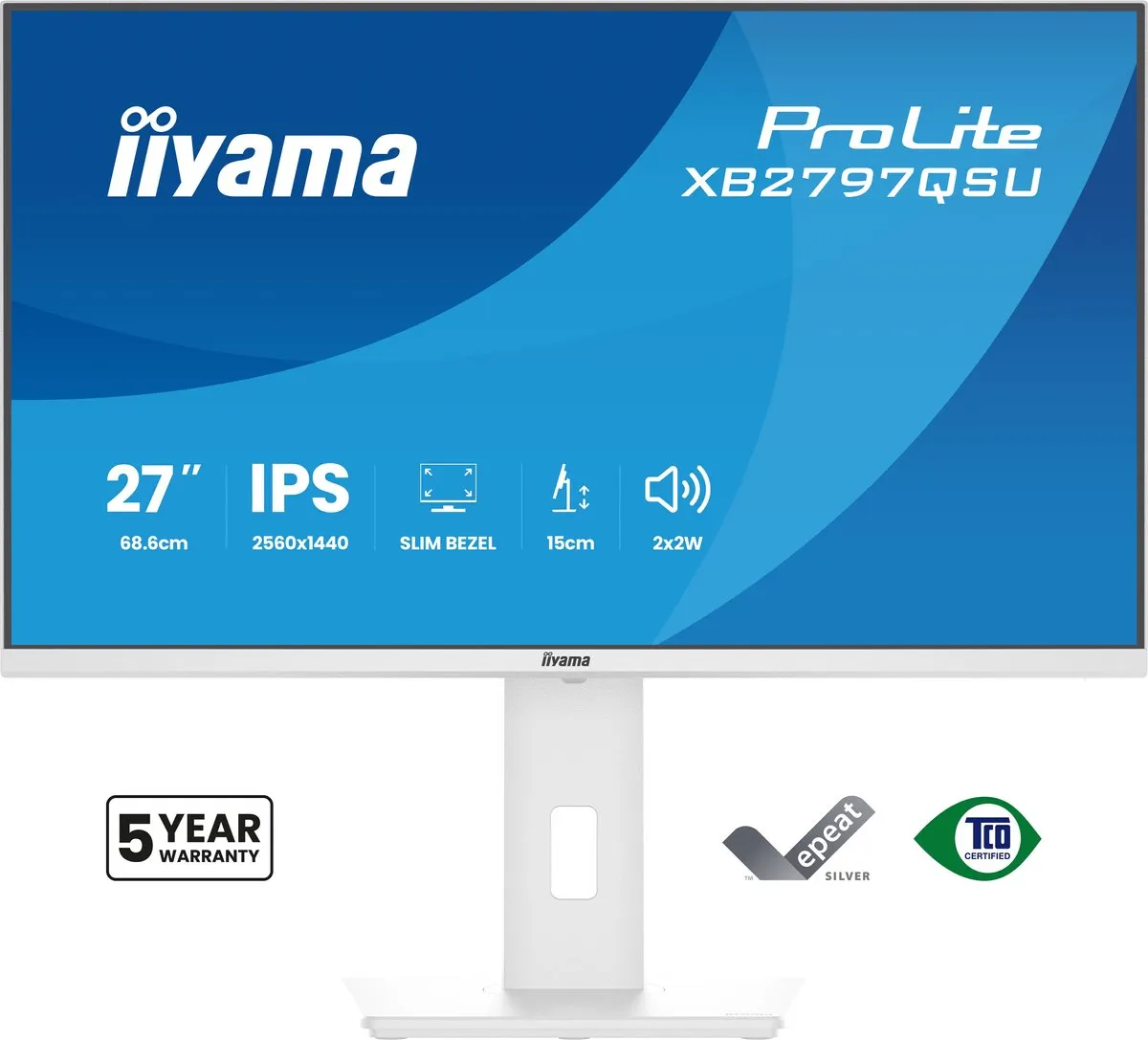 iiyama ProLite XB2797QSU-W1 Monitor 27" QHD IPS - Wit