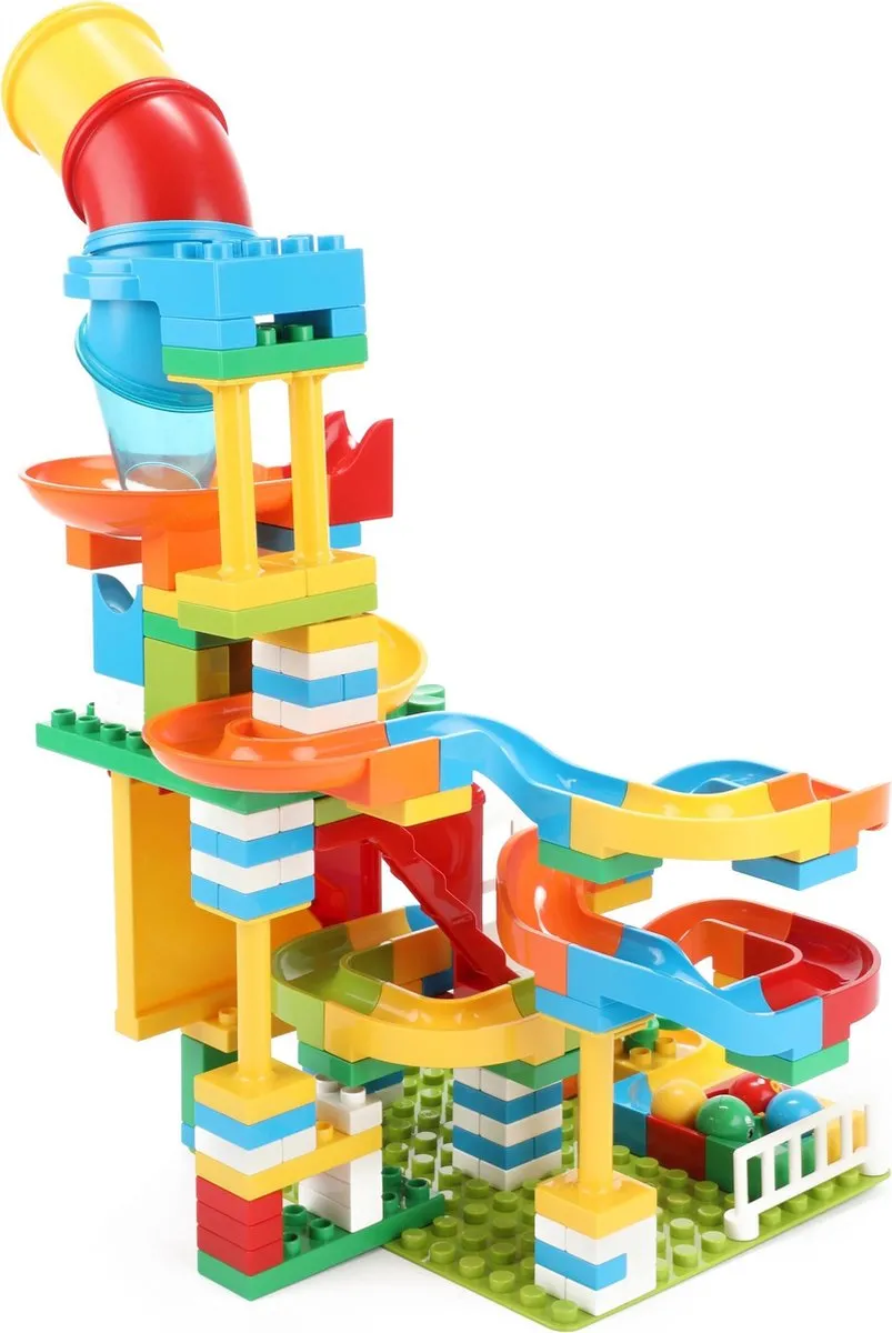 Toi-Toys Blocks Bouwblokken Knikkerbaan 133-delig - Rood - afbeelding 6 van 6