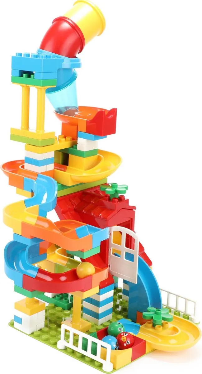 Toi-Toys Blocks Bouwblokken Knikkerbaan 133-delig - Rood