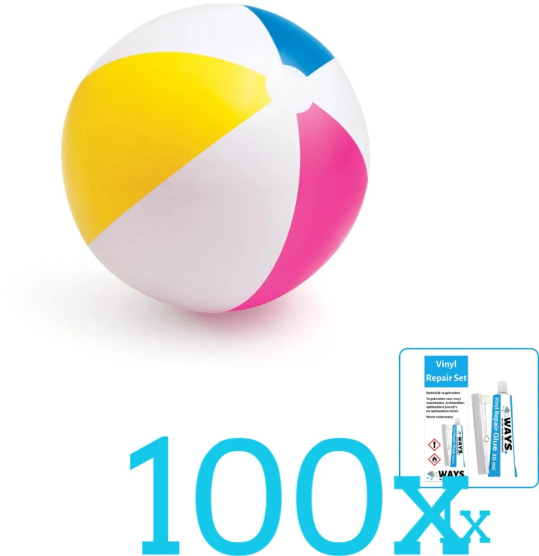 Intex Opblaasbare Strandbal Glossy 61cm - 100-delig