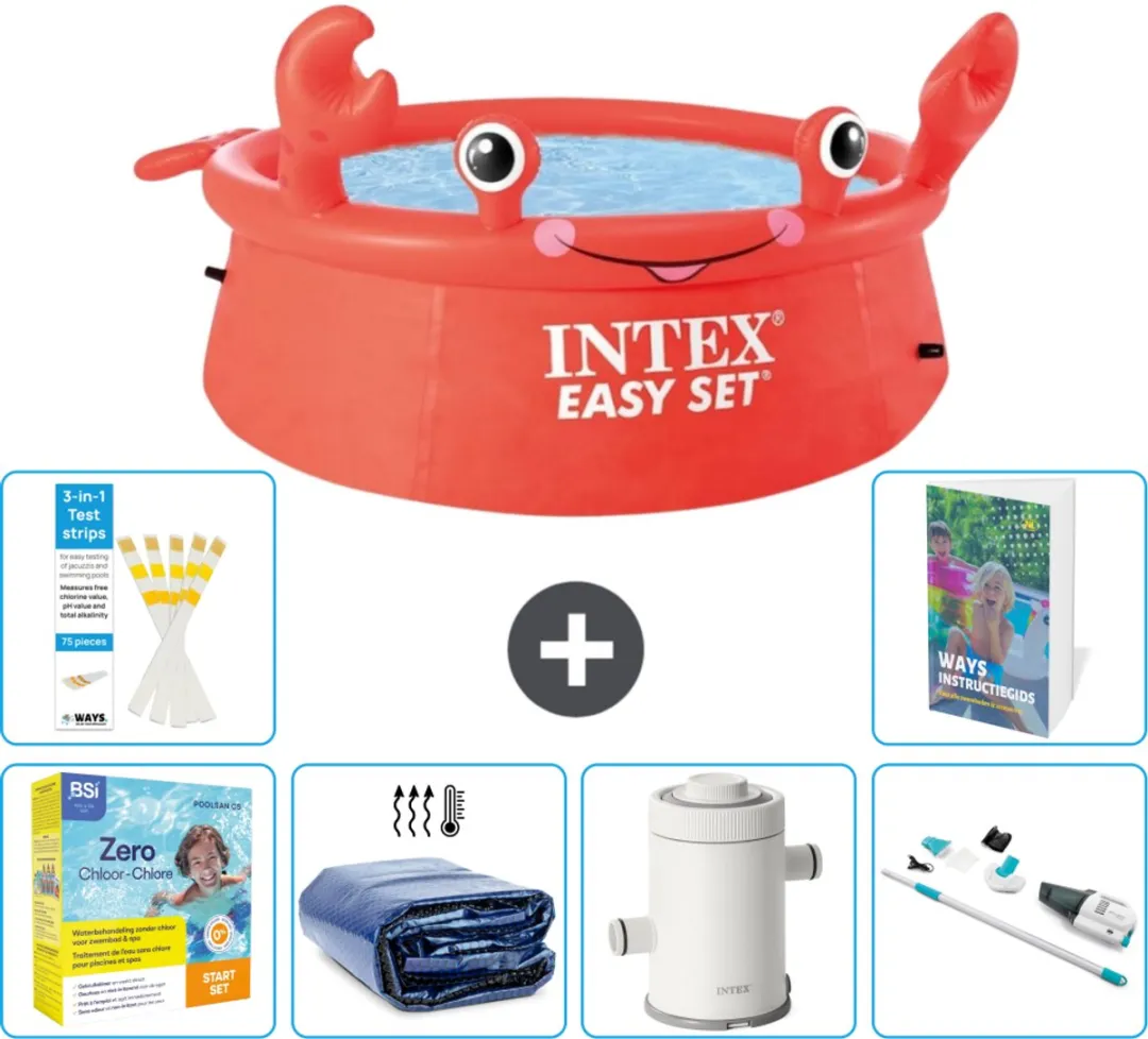 Intex Easy Set Rond Zwembad 183x51cm - 880L - Rood - 7-delig